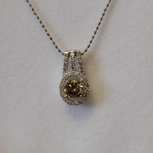 Choco Diamond 0.66c  and 0.23c white Natural diamond necklace - Picture 1 of 14